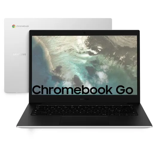 Samsung galaxy chromebook go 14 celeron n4500 1.1ghz ram 4gb-emmc 64gb-chrome os silver (x...