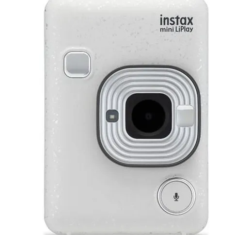 FUJIFILM  Instax Mini LiPlay Stone White Fotocamera Ibrida Istantanea e Digitale, Registra...