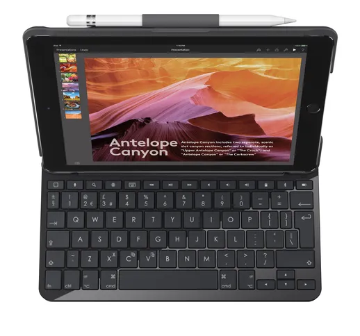  SLIM FOLIO with Integrated Bluetooth Keyboard for iPad (5th and 6th generation) Carbonio,...