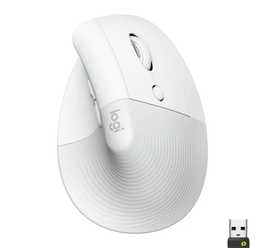 Lift Mouse Ergonomico Verticale, Senza Fili, Ricevitore Bluetooth o Logi Bolt USB, Clic S...