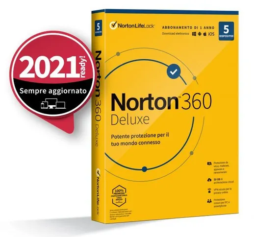  Norton 360 Deluxe 2020 Licenza completa 5 licenza/e 1 anno/i