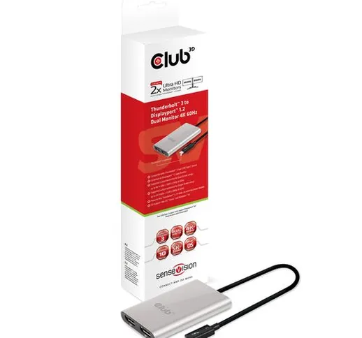 CLUB3D Thunderbolt™ 3 to Displayport™ 1.2 Dual Monitor 4K 60Hz