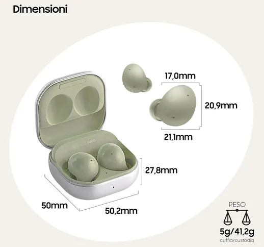  Galaxy Buds2 Auricolari Bluetooth Olive Batteria 472 mAh