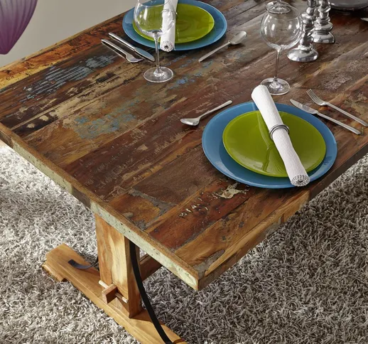 tavolo da pranzo in legno di Legno riciclato 240x100x76 multicolore laccato NATURE OF SPIR...