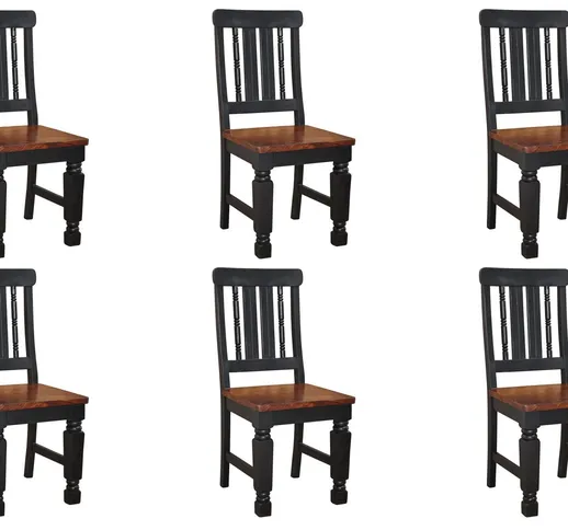 NEW BOSTON #122 Set di 6 sedie in legno di sheesham - laccato / marrone - nero 45x45x98