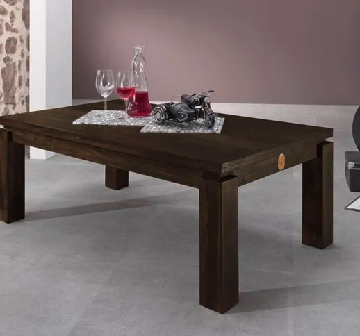 tavolino da salotto in legno di Sheesham / palissandro 90x90x45 grigio scuro laccato METRO...