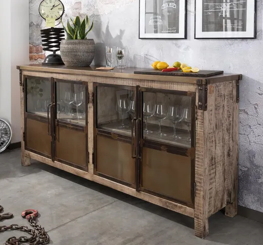 credenza in legno di Mango 180x40x90 marrone laccato HEAVY INDUSTRY #250