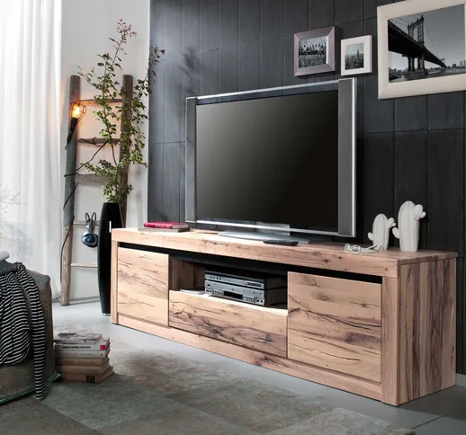 mobile TV in legno di Quercia Selvatica/ Cerro 202x42x55 bianco oliato MONTREUX #205