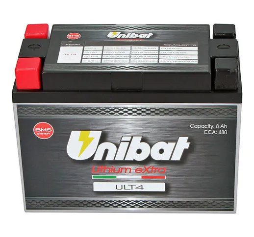 Batteria litio Li-Ion Unibat X-Racer eXtra ULT4 12V-480A, 8Ah
