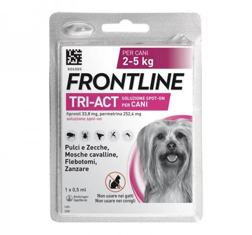 Frontline Tri-Act Antiparassitario Cani da 2 a 5 kg Pipetta Singola