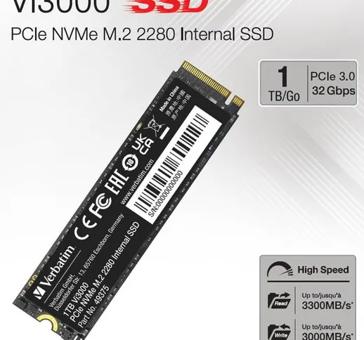 Verbatim VERBATIM VI3000 PCIE NVME M.2 SSD 1TB 49375