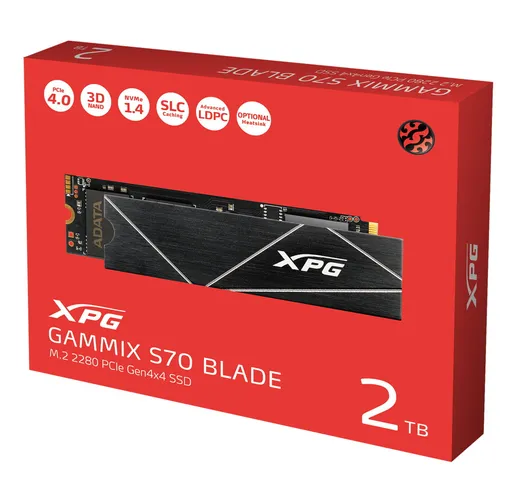 ADATA SSD GAMING XPG GAMMIX S70 2TB M.2 2280 PCIe GEN4X4 3D NAND FLASH 2TB AGAMMIXS70B-2T-...
