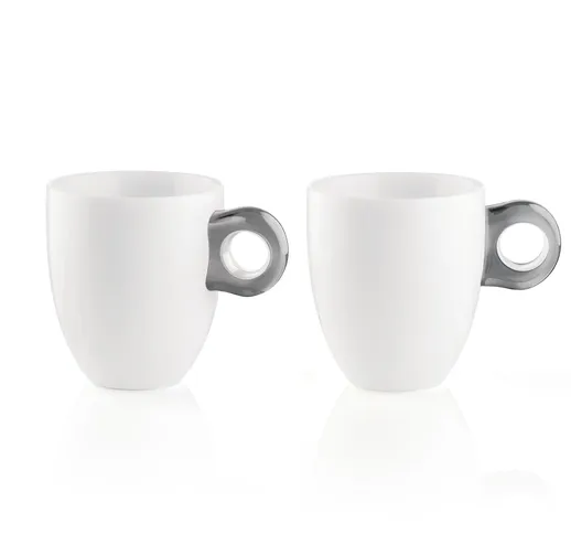Mug set 2 tazze pezzi in porcellana Ø8,5xh12 cm - 250 cc manico in SMMA grigio cielo