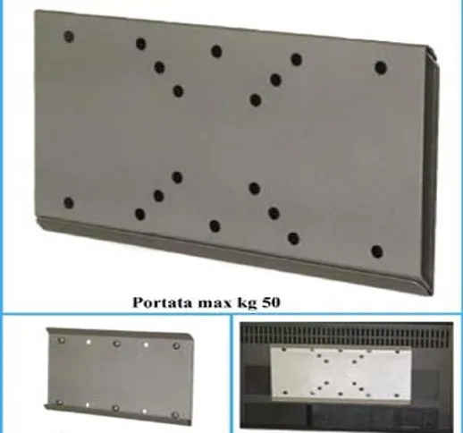 Staffa a parete per TV LCD attacco doppio vesa piastra filo parete 25x1,8xh14 cm per TV DA...