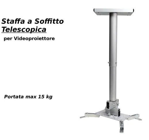 Staffa a Soffitto Telescopica Per Videoproiettori DA cm 45 A cm 70 portata max 15 kg