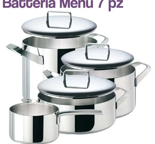 Batteria di pentole in acciaio 18/10 triplo fondo Menu 7 pezzi Sambonet