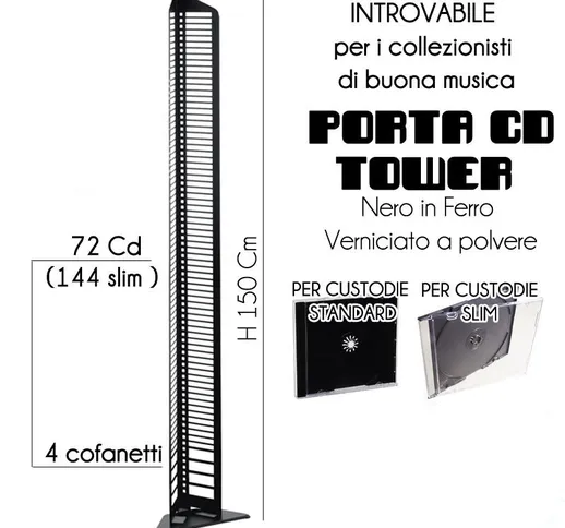 Porta CD , DVD e Blu-ray Rach Tower h 150 cm nero