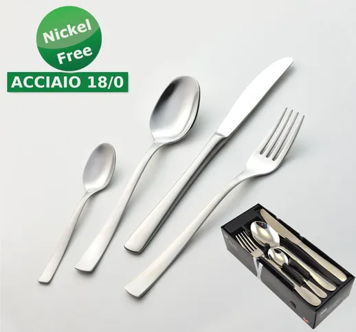 Confezione salvaspazio 24 pezzi coltello economico Alfa Satinata 18/0 nichel free, (inox 1...