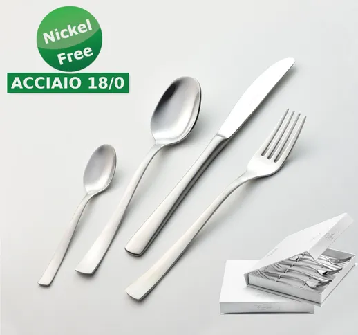 Confezione a libro 6 pezzi forchette dolce Alfa Satinata 18/0 nichel free, (inox 18/ 0) Ni...