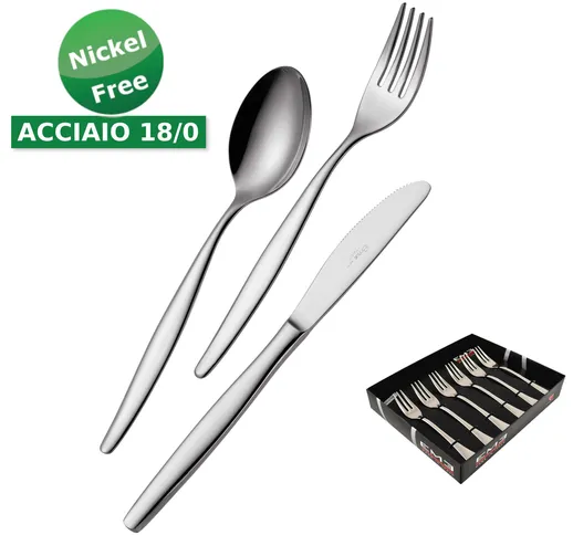 Confezione vetrina 6 pezzi forchettine dolce Beme acciaio 18/O Nichel Free, spessore 2 mm...