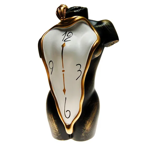 Vaso a forma di corpo femminile con orologio disegnato in rilievo 17x10xh27 cm in resina d...