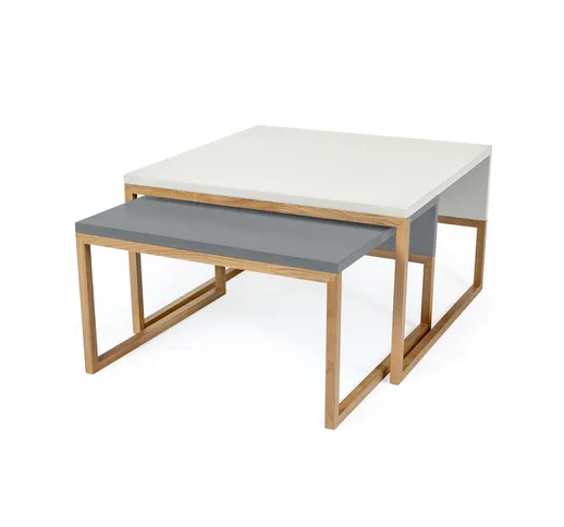 Tavolino Cubis 70 in legno ingegnerizzato e massiccio, dimensioni 70 x 70 x h40 cm, peso 1...