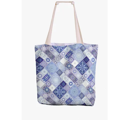 Borsa tessile in Canvass di puro cotone 47x42- CONNECTIONS stampa digitale ad altissima ri...