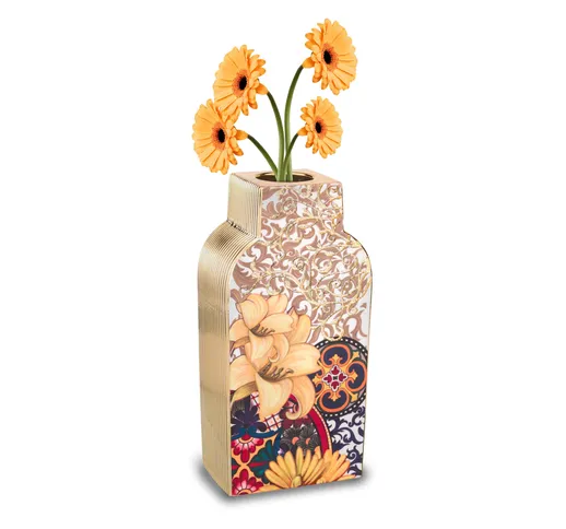 Vaso fiori in resina Argentata Sicily 16x10xh33 cm - multicolor