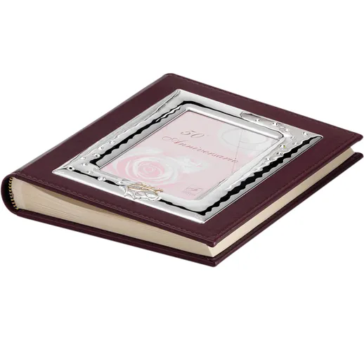 Album porta foto per Anniversario 50 anni strass in argento 30x30 cm - 30 pagine in scatol...