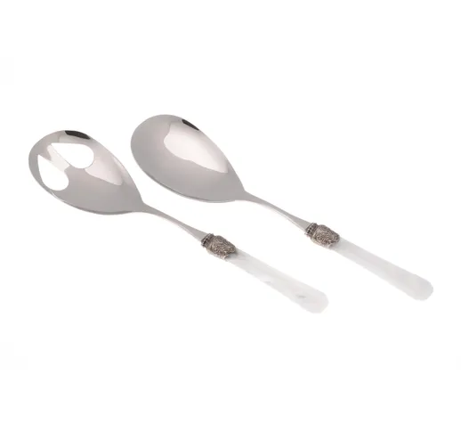 Coppia Insalata set da 2 pezzi PENELOPE in acciaio inox 18/10 manico in metacrilato spesso...