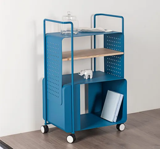 Carrello, Trolley Bar in metallo verniciato ENGIOI 58x25xh90 cm con 4 ruote piroettanti BL...