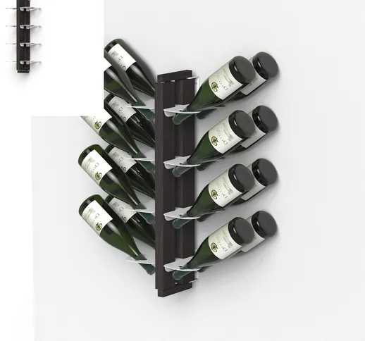 Porta Bottiglie di Vino Sospesa Bifacciale fissaggio a muro 20x26xh 65 cm con struttura in...