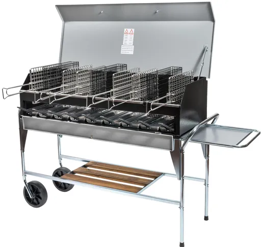 Barbecue professionale per 20-24 persone 6 griglie inox 25x35 COMPANY dimensioni 120x45 cm...