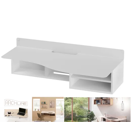 Scrivania sospesa ARCHLINE costituita da top in acciaio verniciato, 130x45-65xh 29 cm- pes...