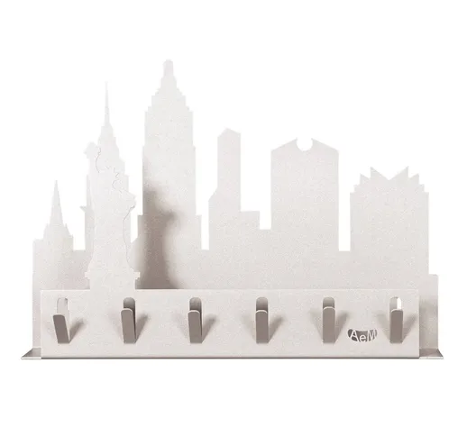 Porta Chiavi New York in metallo, 35x27h, colore Bianco Neve