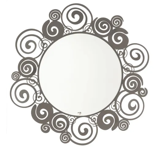 Specchio da parete moderno Orfeo in metallo, diam.90, colore Fango