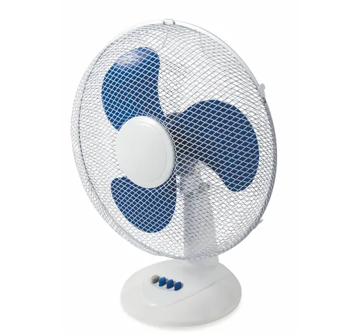 VENTILATORE DA TAVOLO 45 W CM 40 BIANCO CON LAME A in Acciaio - Plastica Bianco - Blu, dim...