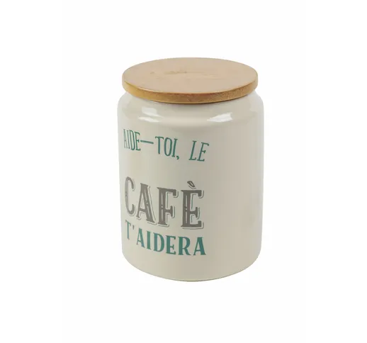 oh la la barattolo caffe' in Gres - Bamboo Bianco - Grigio - Verde, diametro 10.5 x altezz...