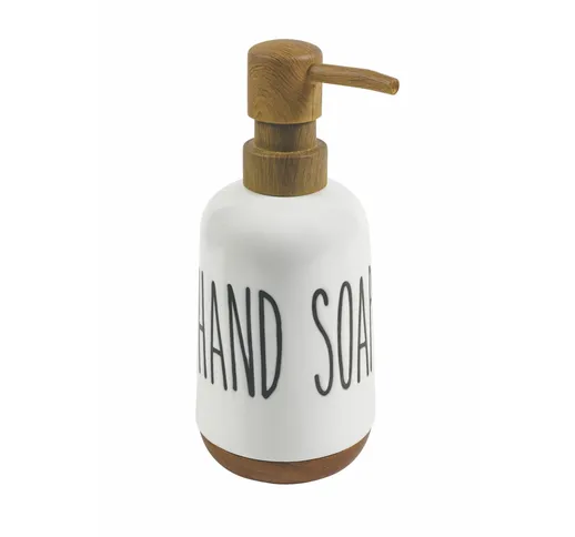 hand soap dosatore bianco in Gres Bianco - Marrone, diametro 7.5 x altezza 17.5 cm, capaci...