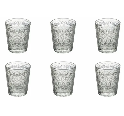 set 6 BICCHIERI ACQUA New Marrakech in Vetro Trasparente, diametro 8.5 x altezza 10 cm, ca...