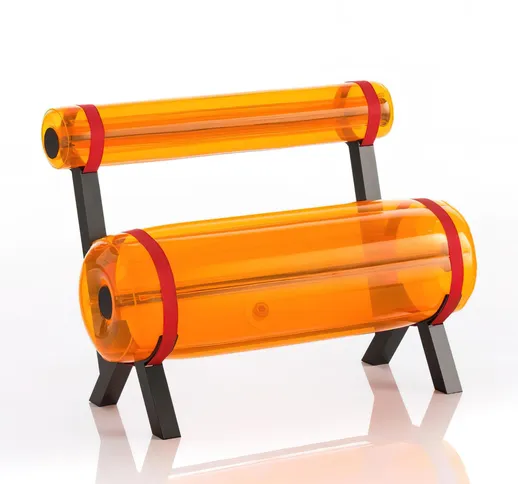 Panca L100 gonfiabile con telaio in alluminio e PVC Crystal Orange ZIBA, 56x106xH75 cm, pe...