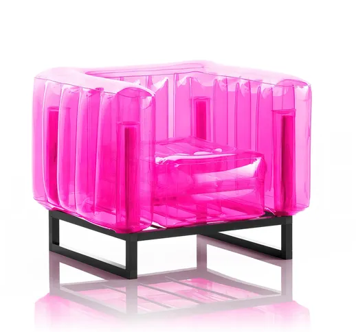 Poltrona EKO gonfiabile con telaio in alluminio e TPU Crystal Pink YOMI, 76,5x83xH69,5 cm...