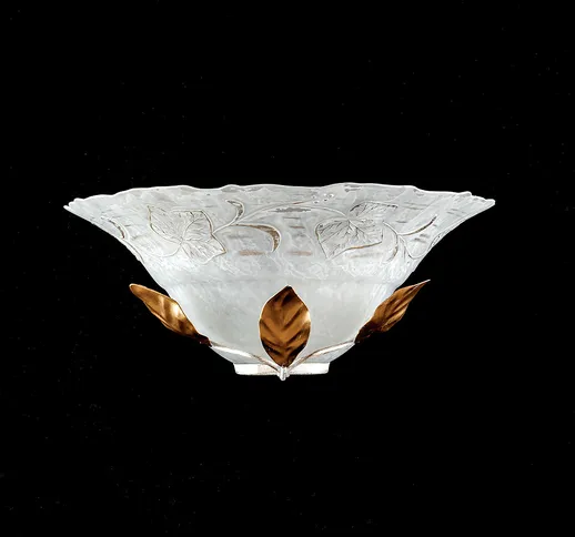 Applique Magnolia in ferro laccato bianco con decorazione oro e vetro bianco e oro 1 luce,...