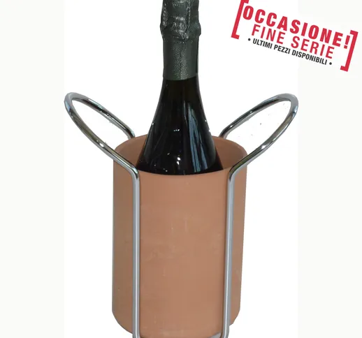 Porta vino Termico In terracotta 10x17xh 23 cm cm in filo cromato e terracotta adatto per...