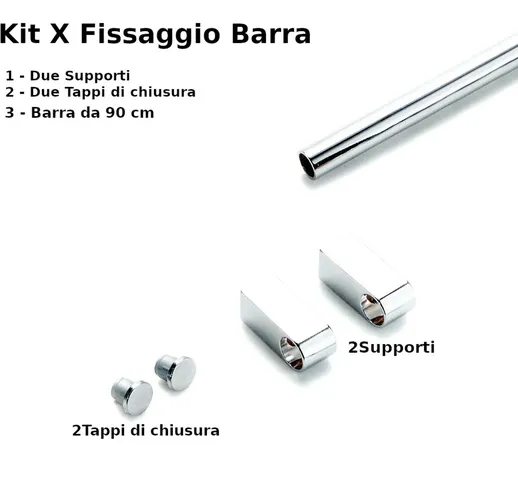 Kit Per Fissaggio Con Barra da cucina portautensili lunghezza 90 cm diametro 1.60 cm porta...