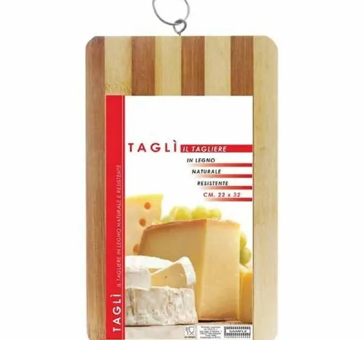 TAGLIERE IN LEGNO NATURALE RESISTENTE PER ALIMENTI CUCINA CASA 22 X 32 CM