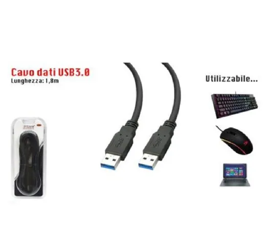CAVO USB 3.0 CONNETTORI MASCHIO/MASCHIO 1.8 MT ALTA VELOCITA' MAXTECH USB3.0-1.8M