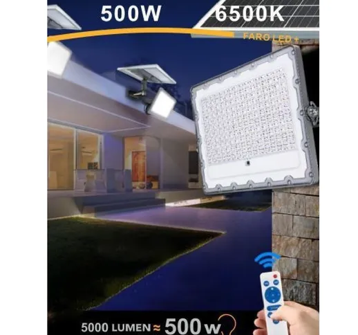 FARO LED 500 W CREPUSCOLARE CON PANNELLO ENERGIA SOLARE TELECOMANDO IP65 SL-500W