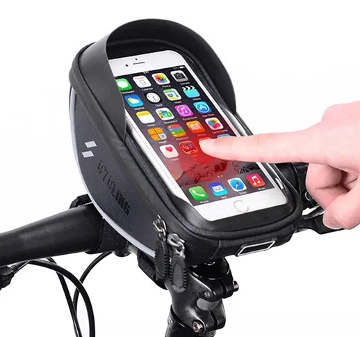 PORTA CELLULARE SMARTPHONE PER BICICLETTA SUPPORTO BORSA ASTUCCIO IMPERMEABILE