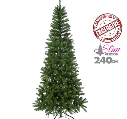 ALBERO DI NATALE SLIM NATALUNA MOD. STELVIO ALTEZZA 240 CM BASE A CROCE 825 RAMI